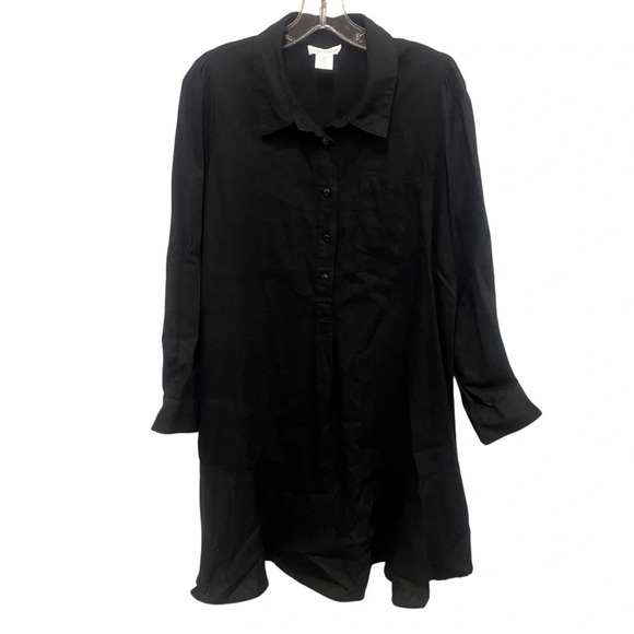 Cynthia Rowley linen blend midi shirt dress with flare size large - Picture 1 of 8